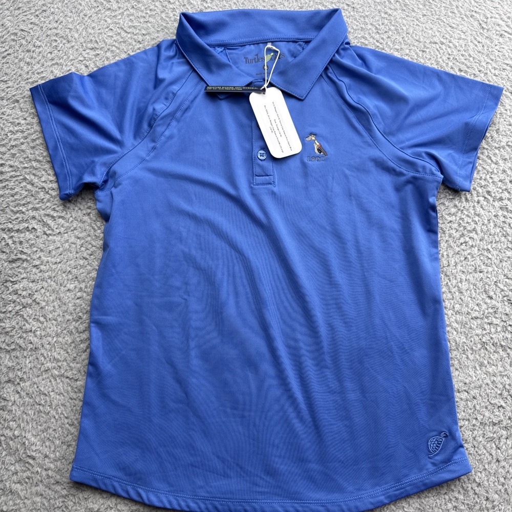 Turtles & Tees Golf Tennis Polo Shirt Top Girls XL S/S 14-16 Regan Blue Stretch